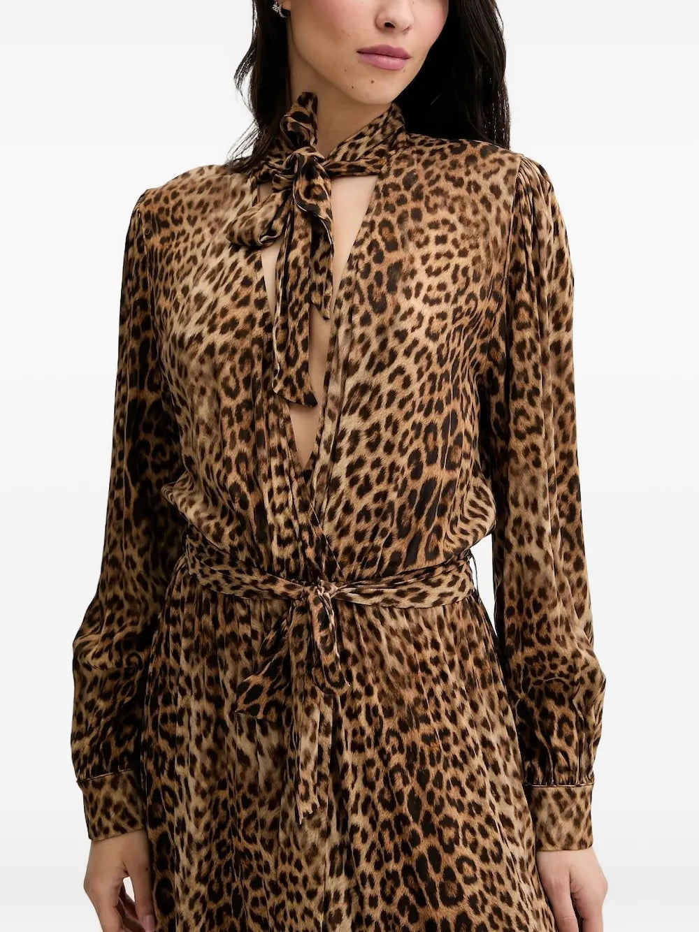 leopard-print ruffled maxi dress