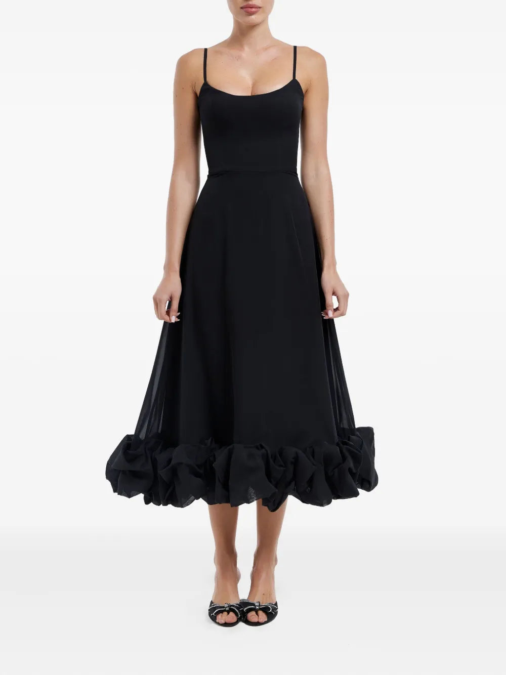 flounce bustier midi dress