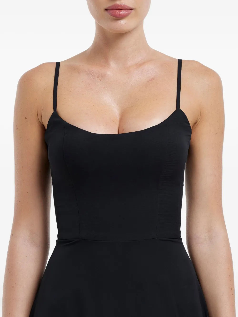 flounce bustier midi dress