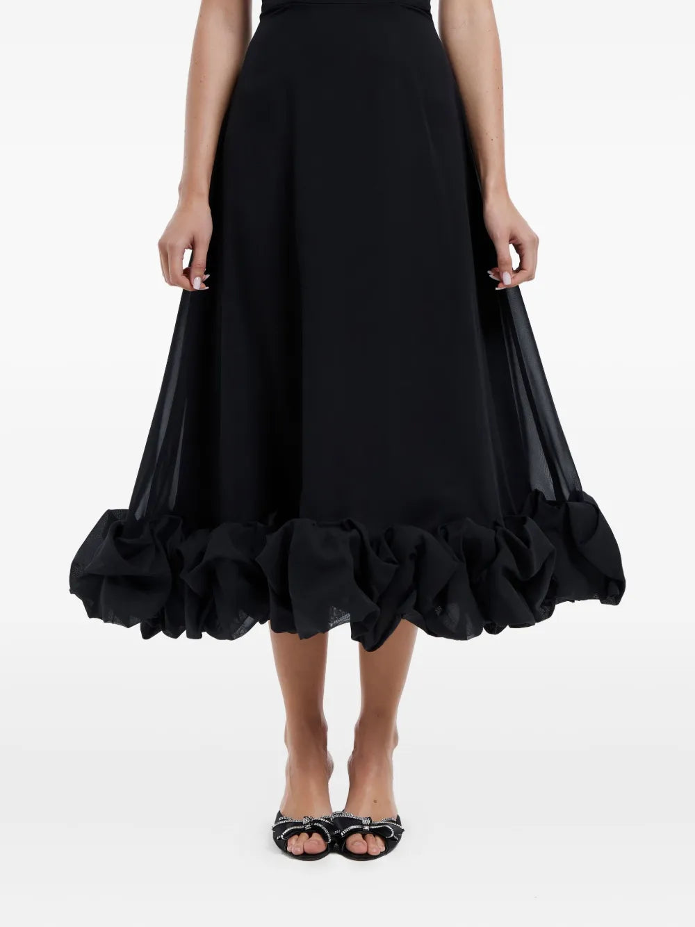 flounce bustier midi dress