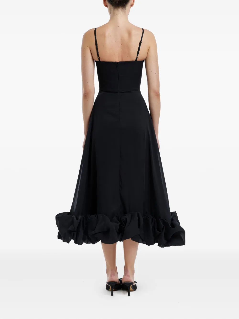 flounce bustier midi dress