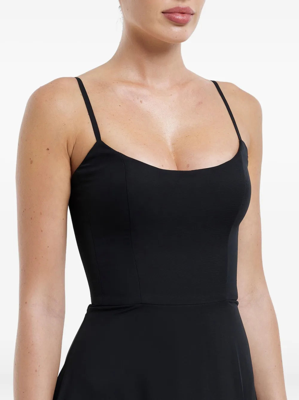 flounce bustier midi dress