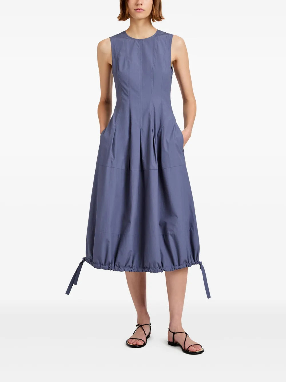 pleated sleeveless dress