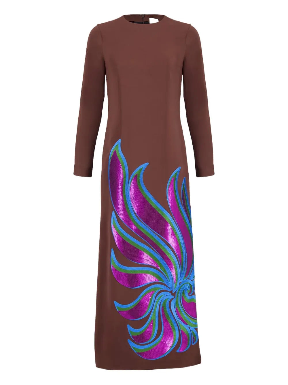 embellished long-sleeve maxi dress