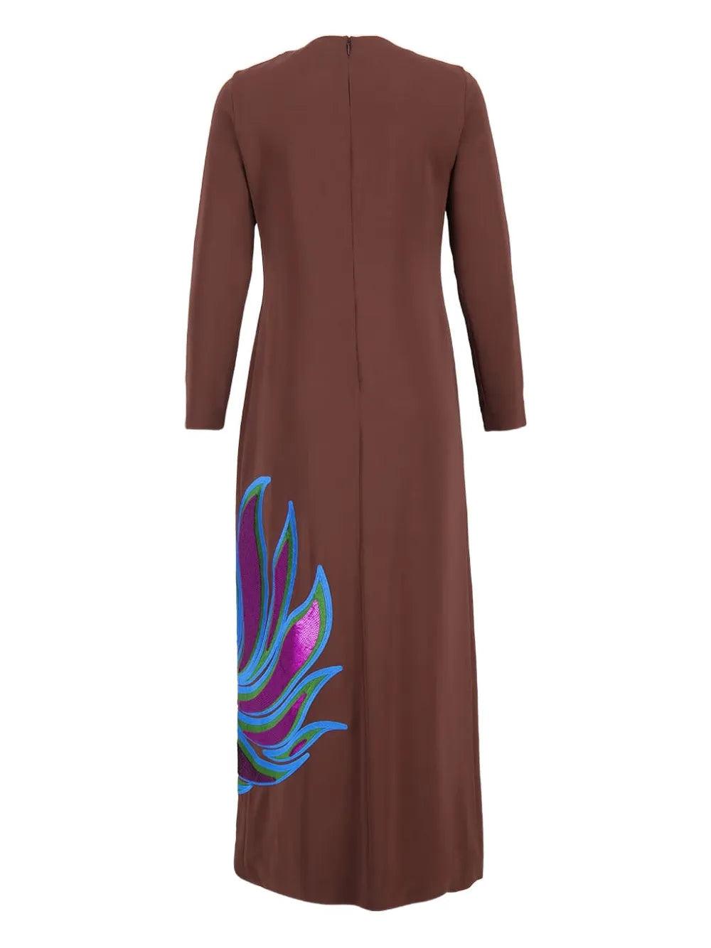embellished long-sleeve maxi dress