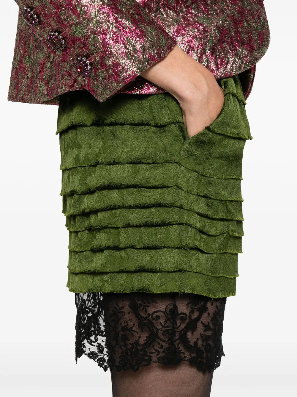 ruffled mini skirt
