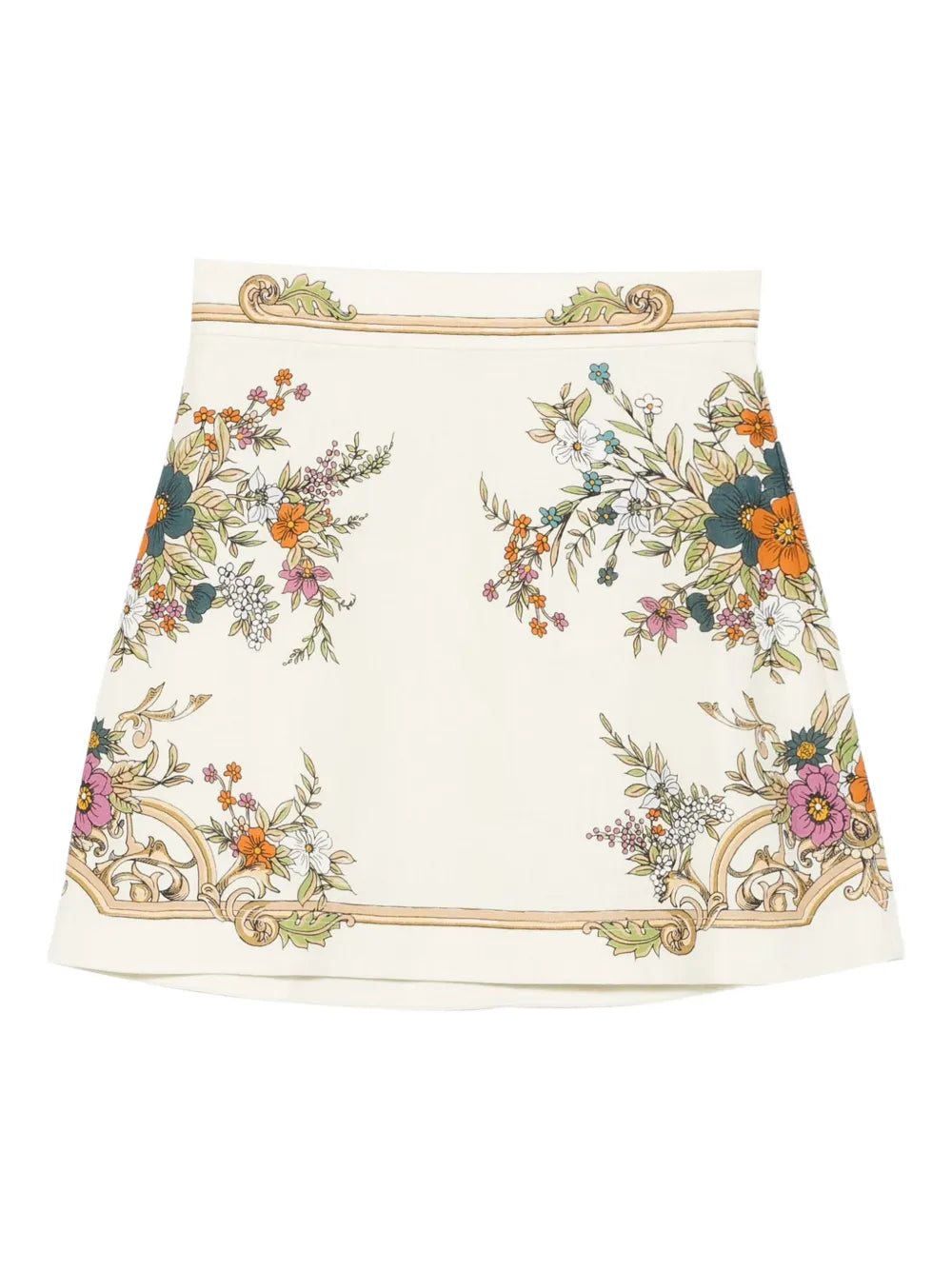 floral-print mini skirt