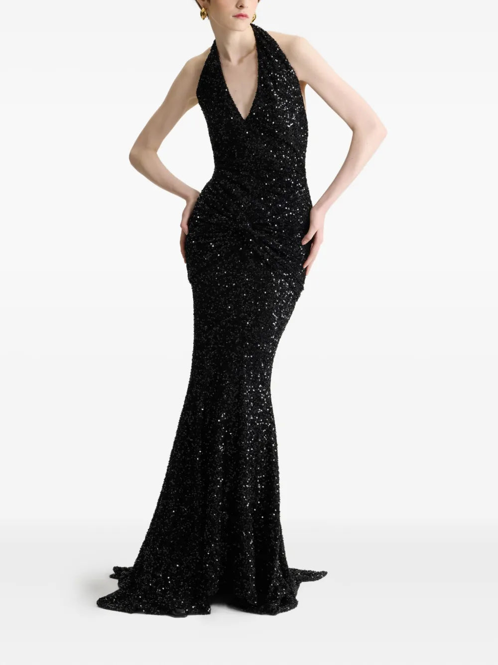 sequinned halterneck maxi dress