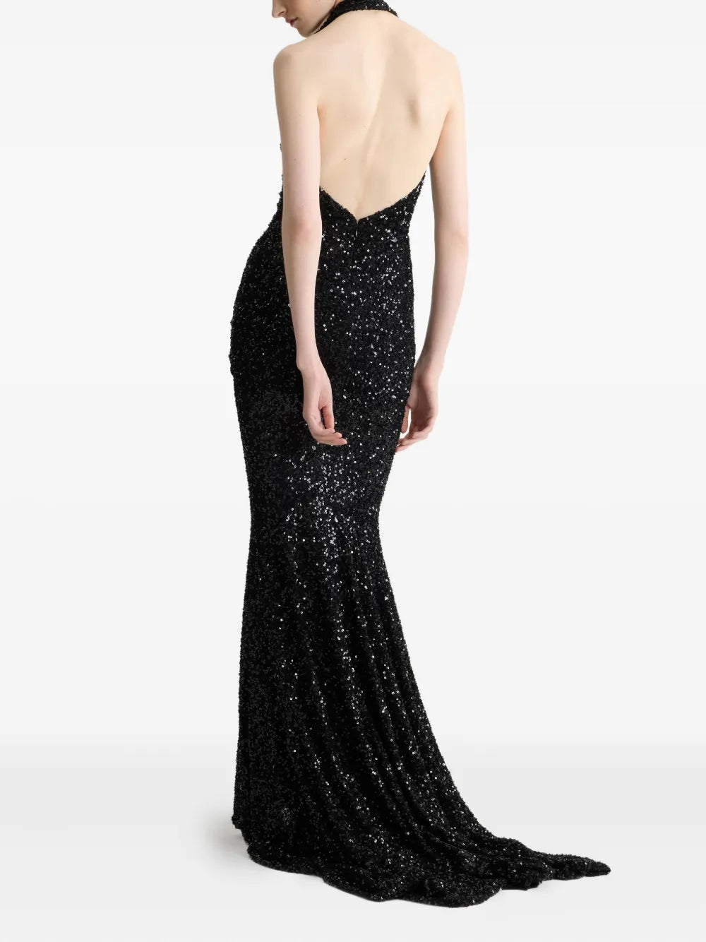 sequinned halterneck maxi dress