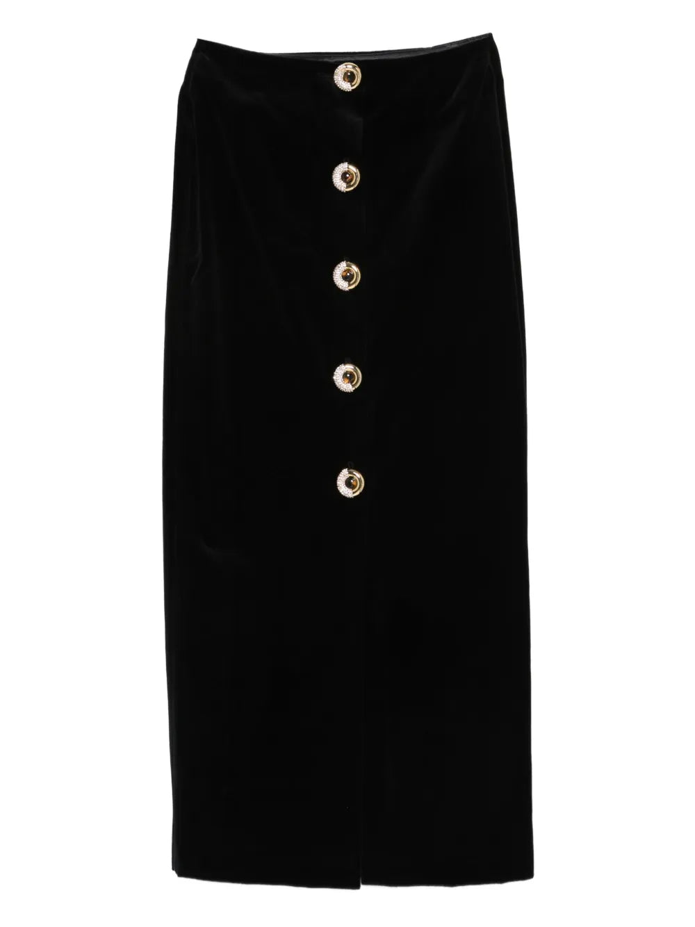 button-up velvet midi skirt