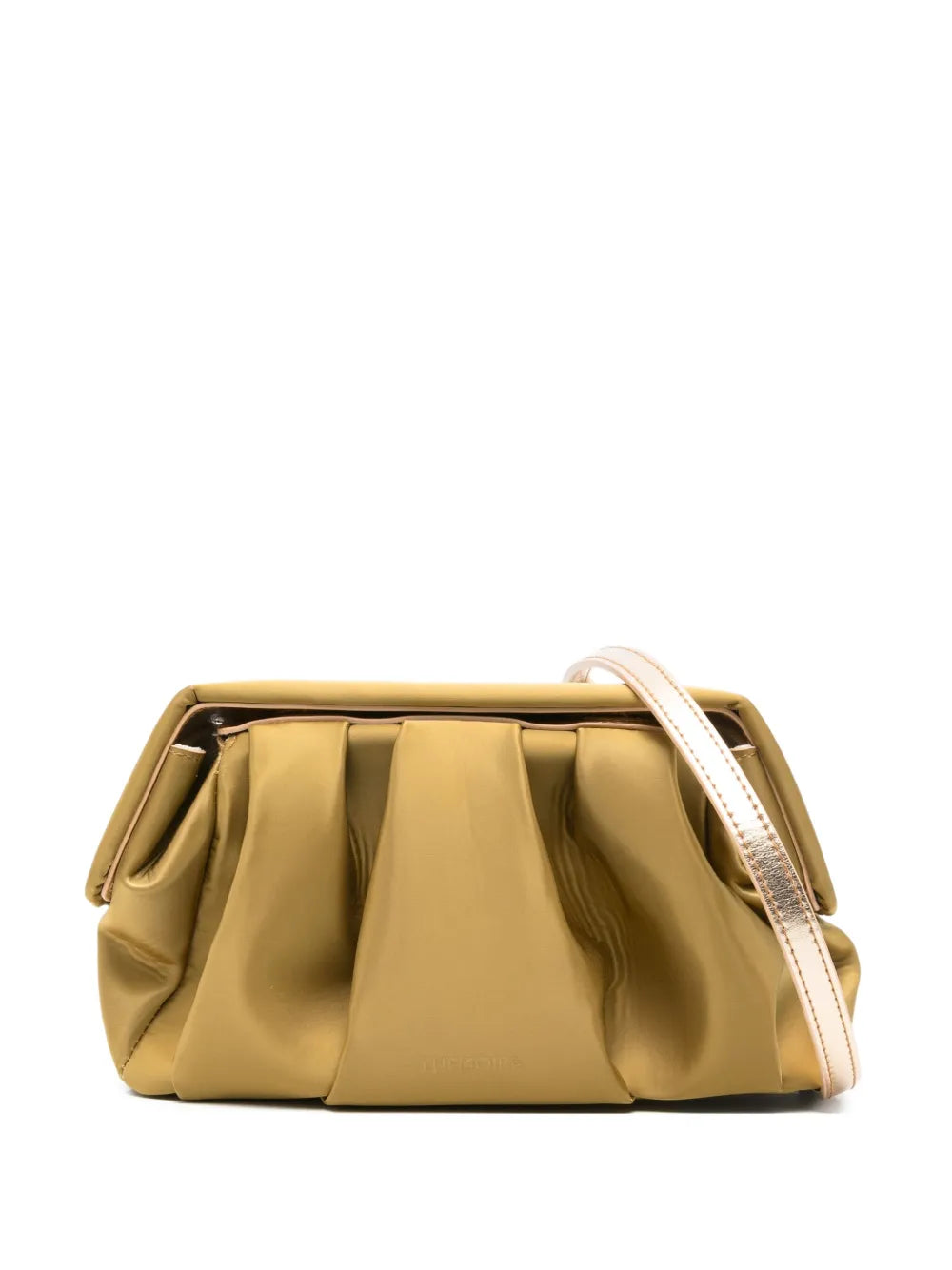 gathered detachable-strap clutch bag