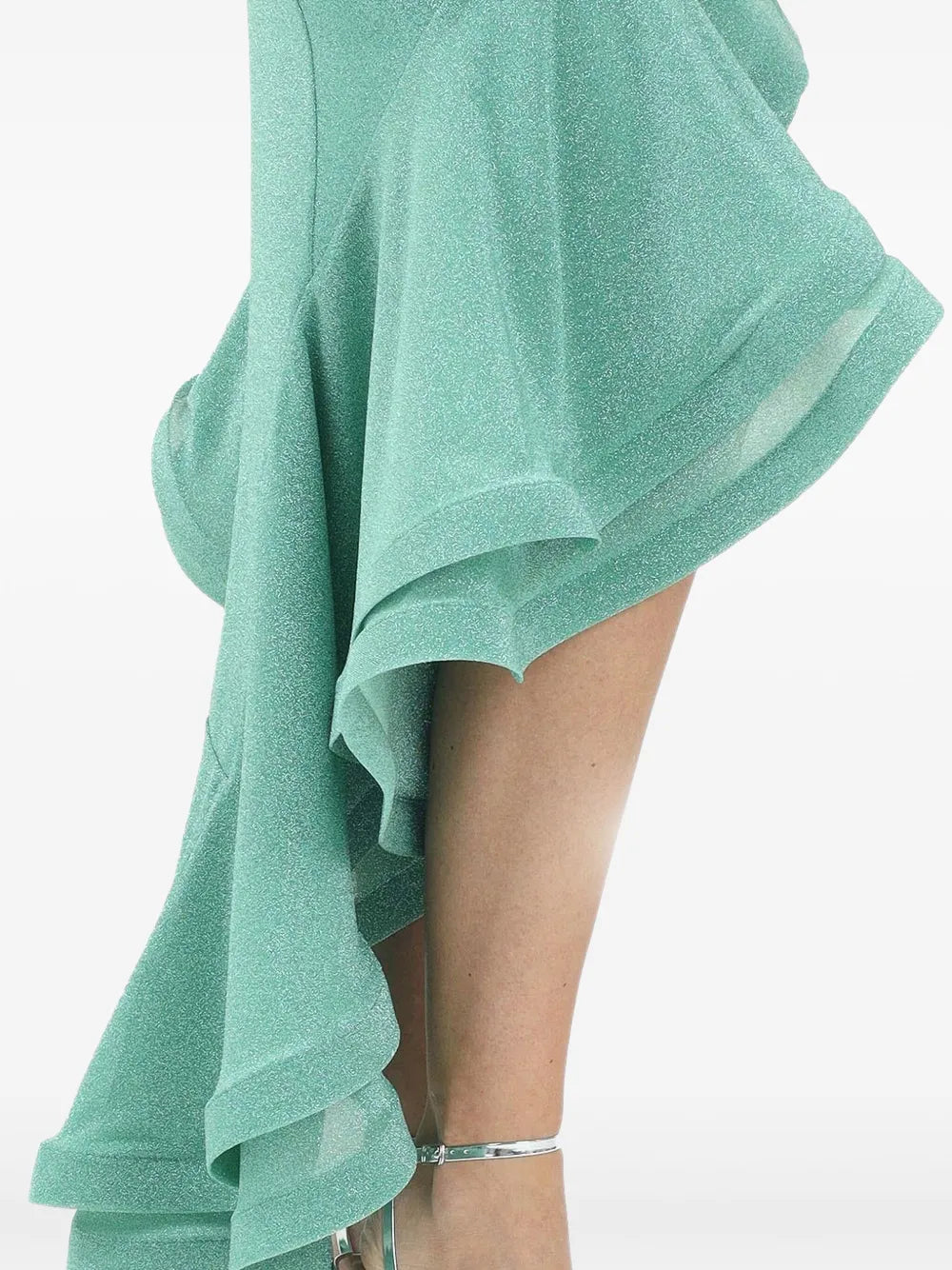 asymmetrical halterneck ruffled dress