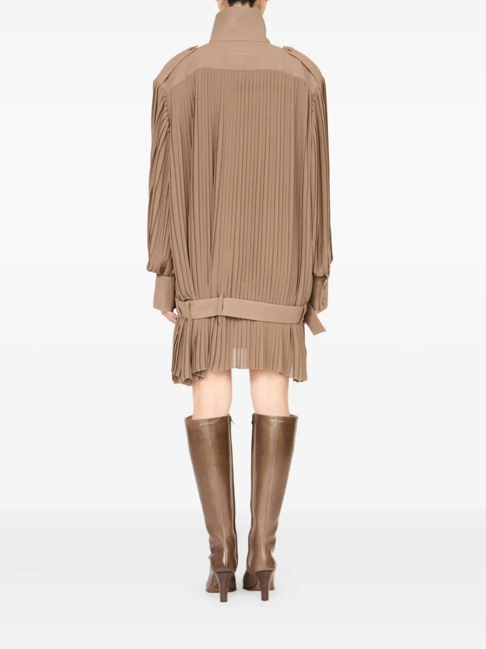 pleated high-neck dress