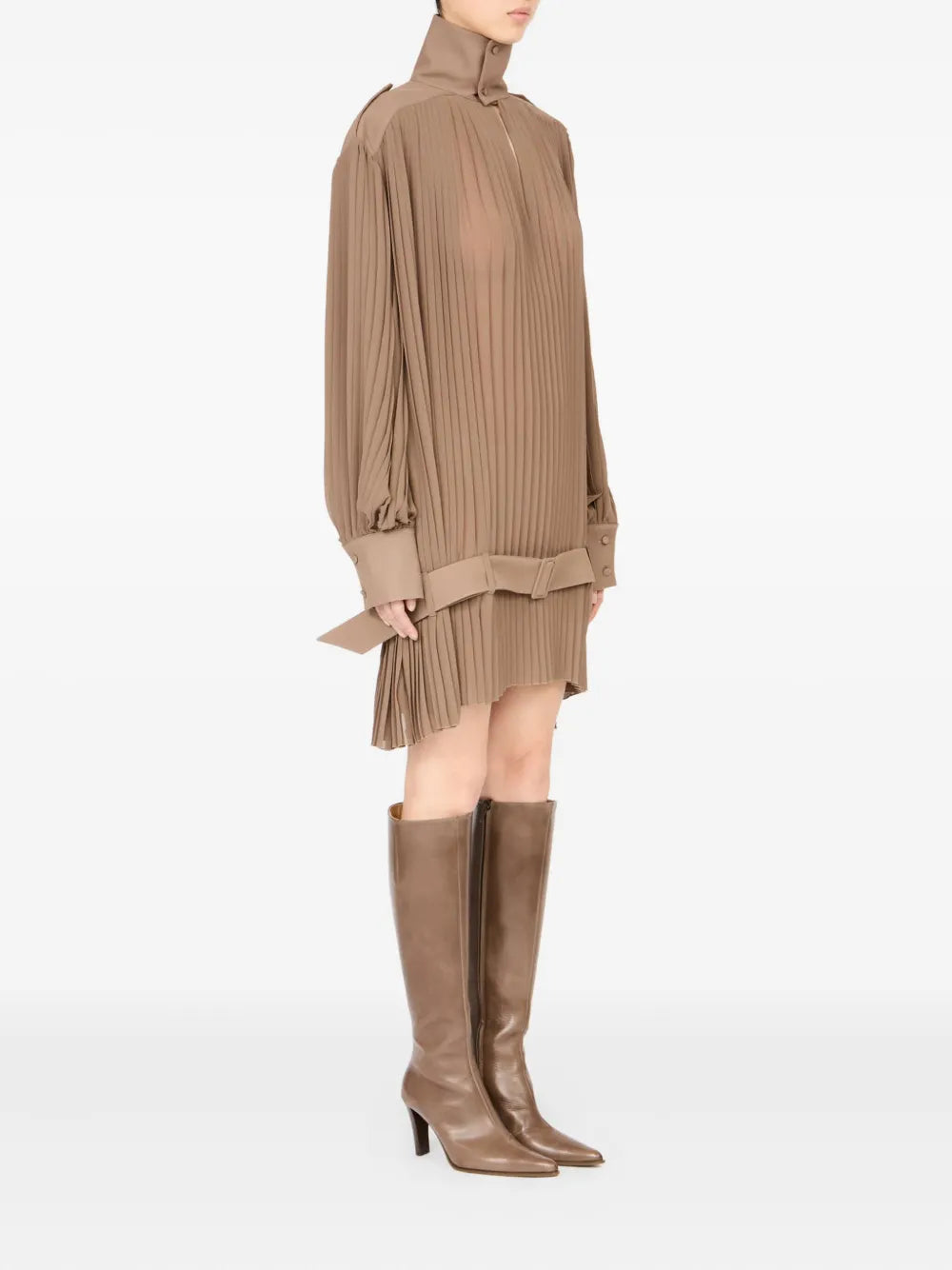 pleated high-neck dress