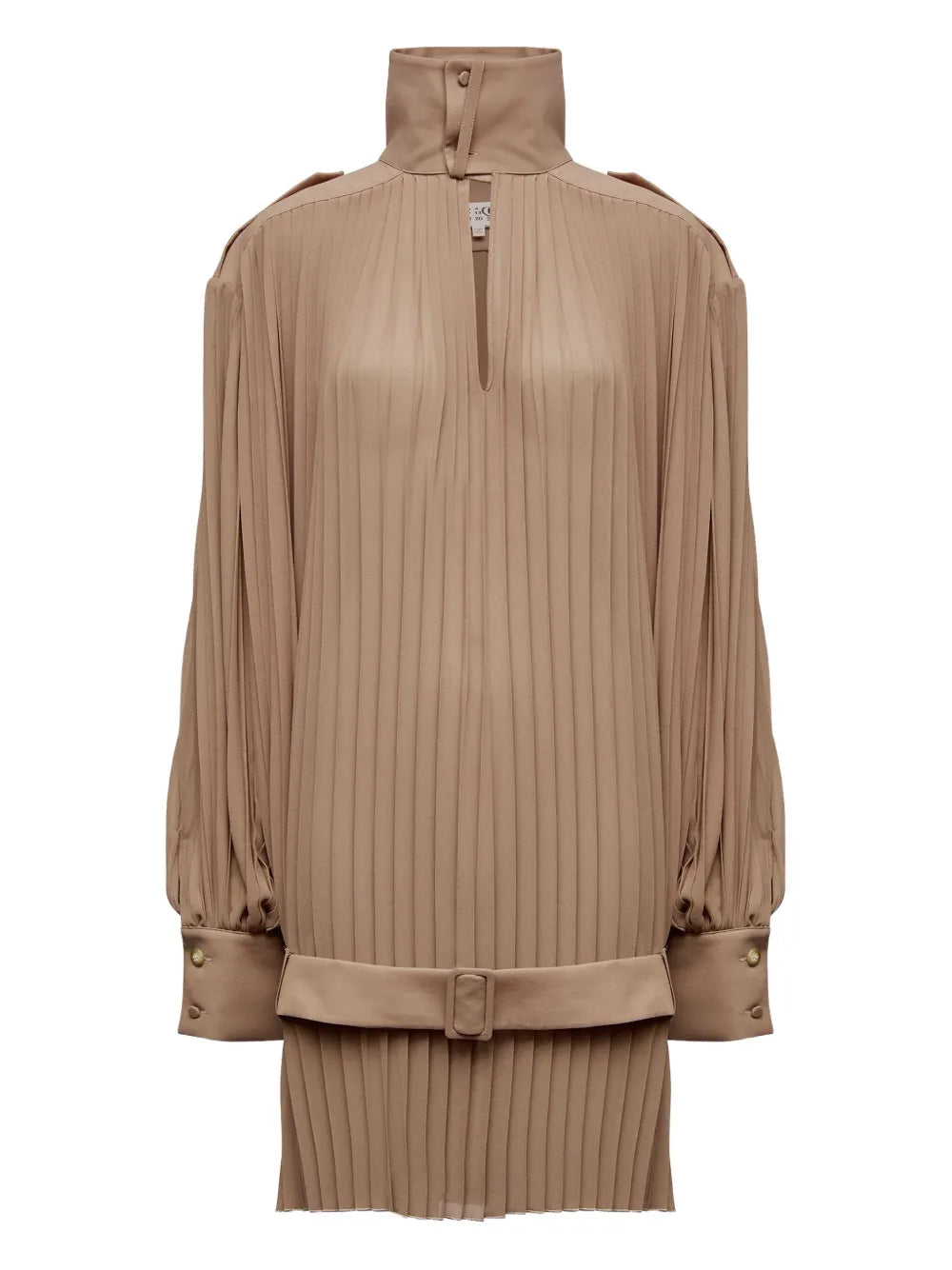 pleated high-neck dress