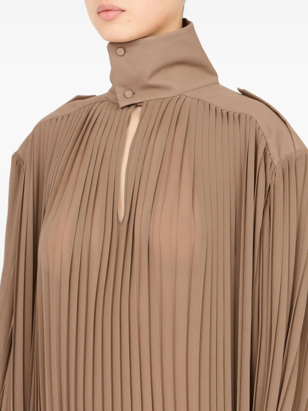 pleated high-neck dress