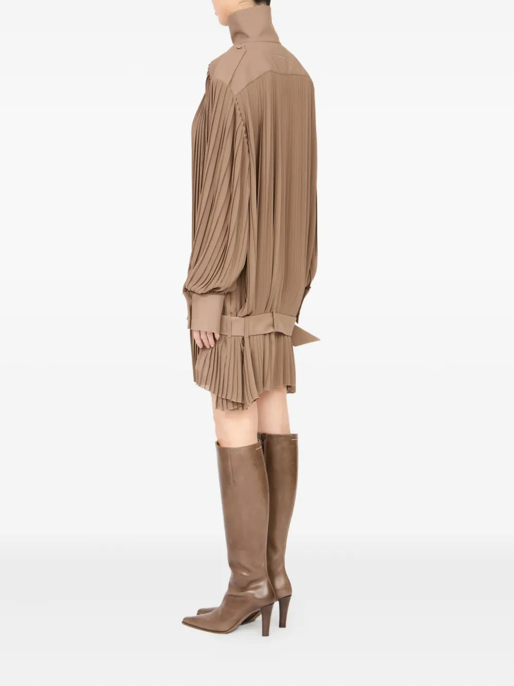 pleated high-neck dress