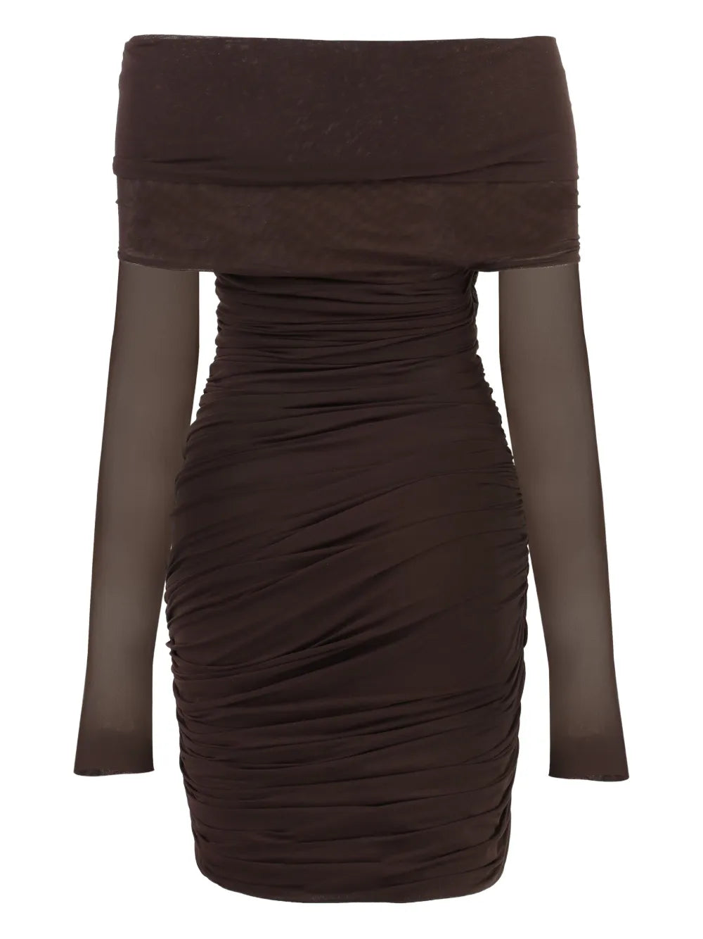 draped long-sleeves party dress