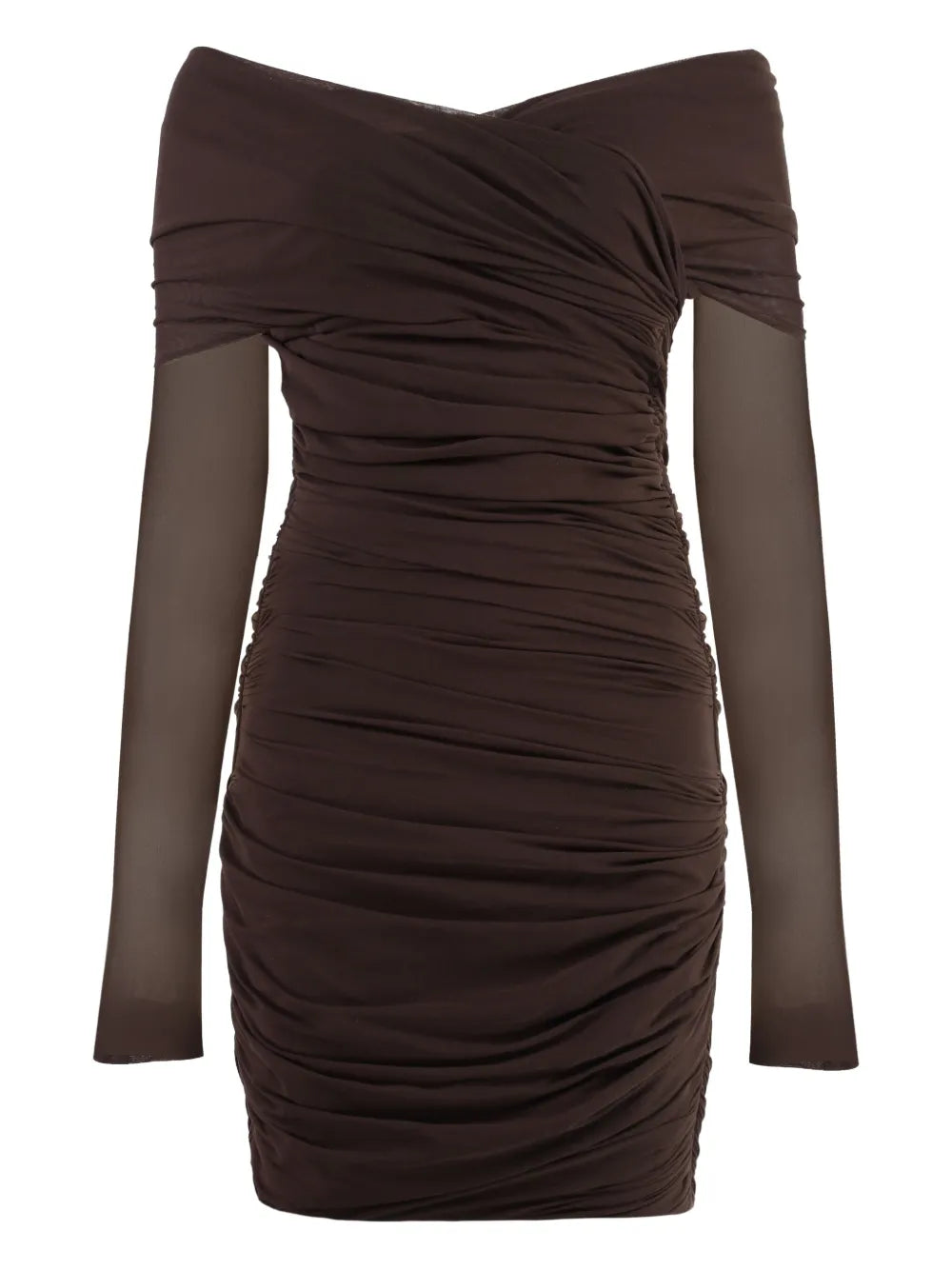draped long-sleeves party dress