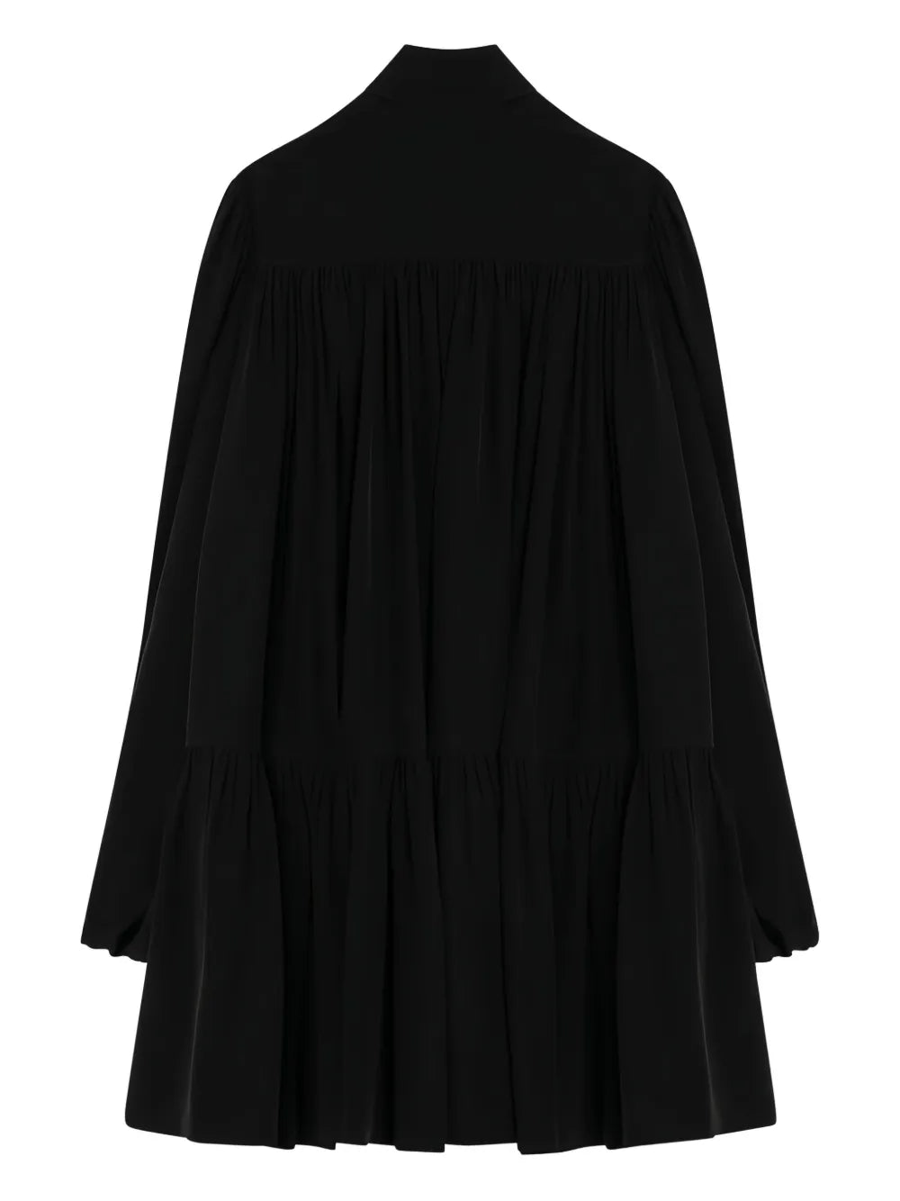 bow-neck tiered mini dress