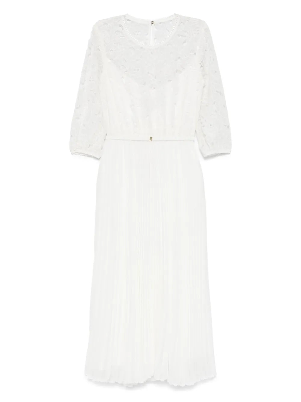 floral-embroidered pleated dress