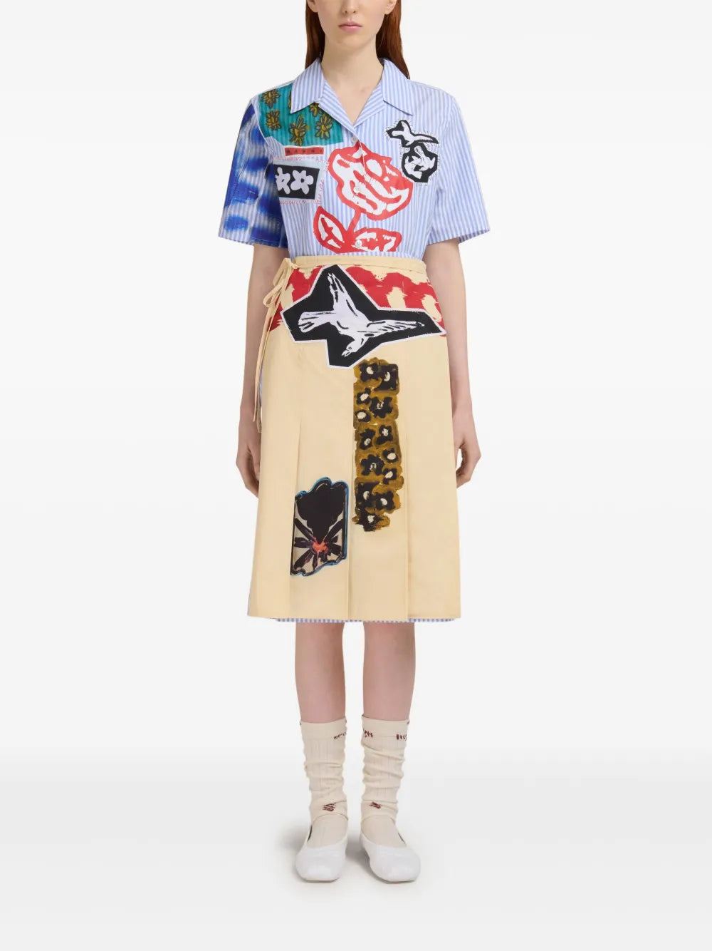 graphic-print cotton skirt