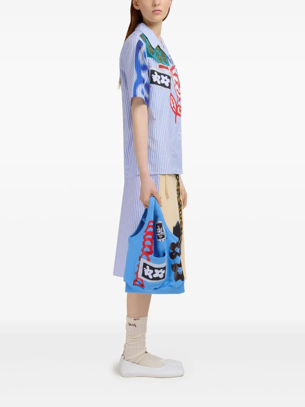 graphic-print cotton skirt