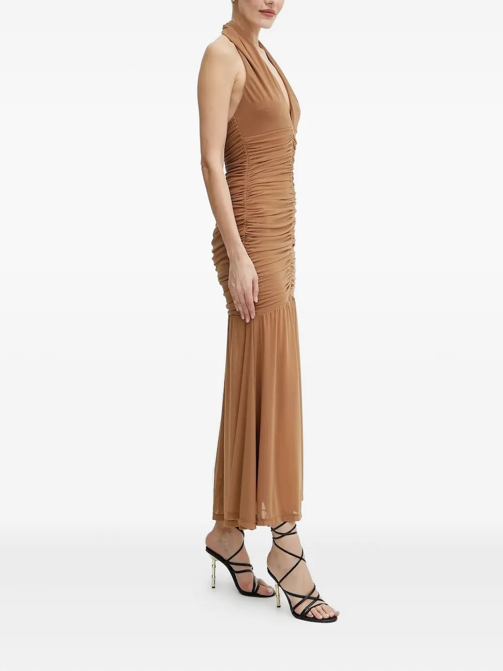 halter neck ruched dress