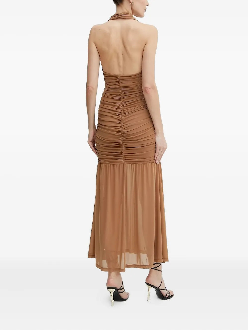 halter neck ruched dress