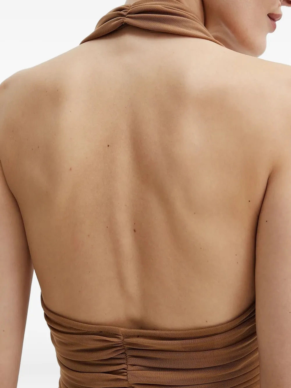 halter neck ruched dress