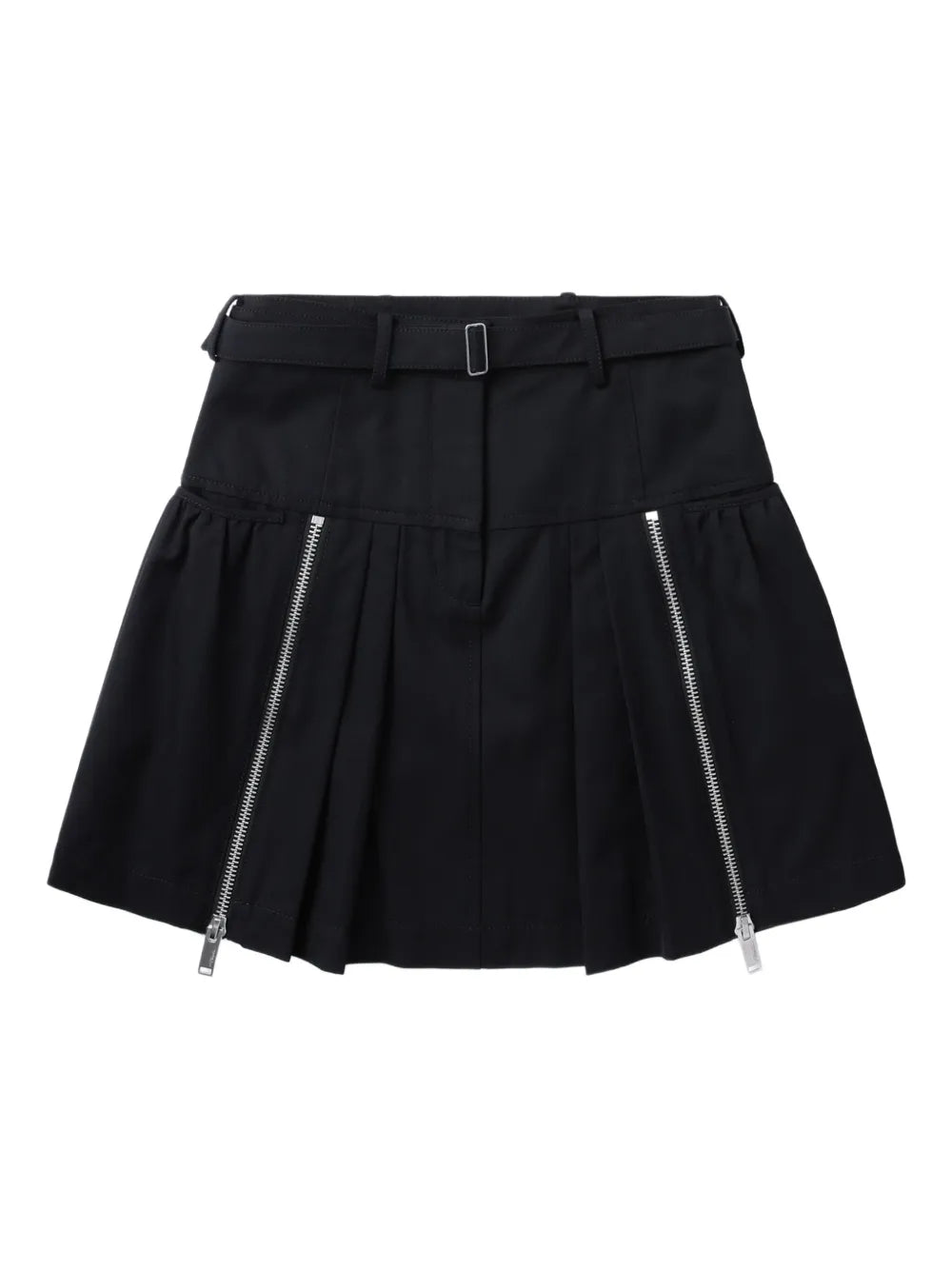 pleated zip-detail skirt