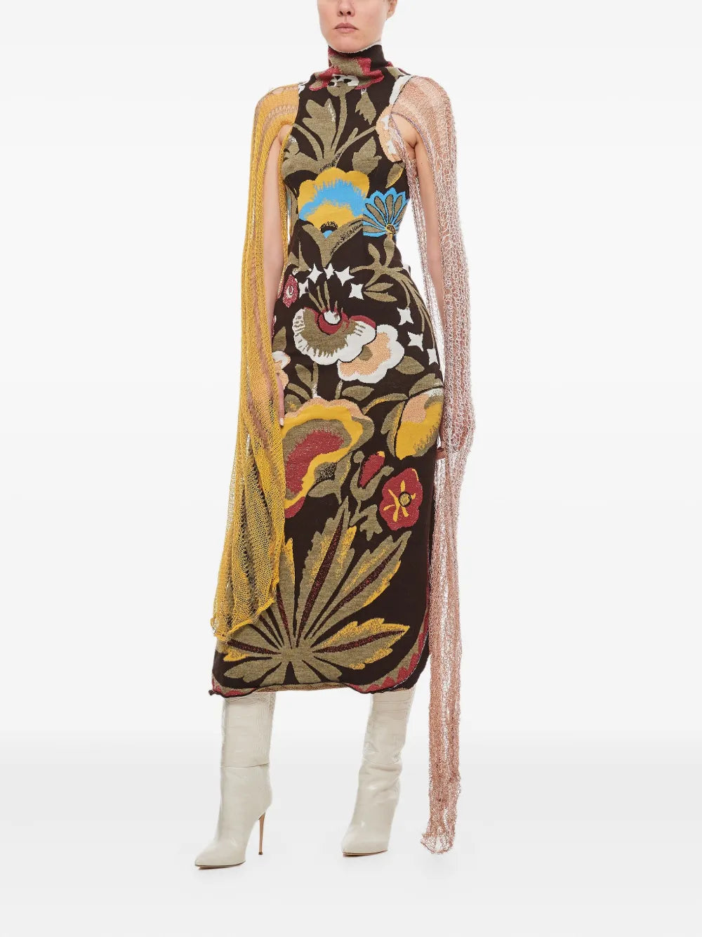 floral jacquard knit dress