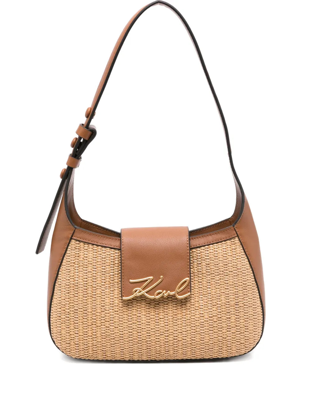 K/Signature woven leather shoulder bag