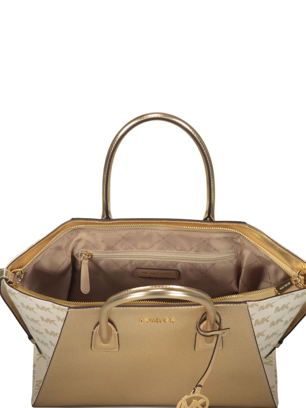 large Avril metallic leather logo tote bag