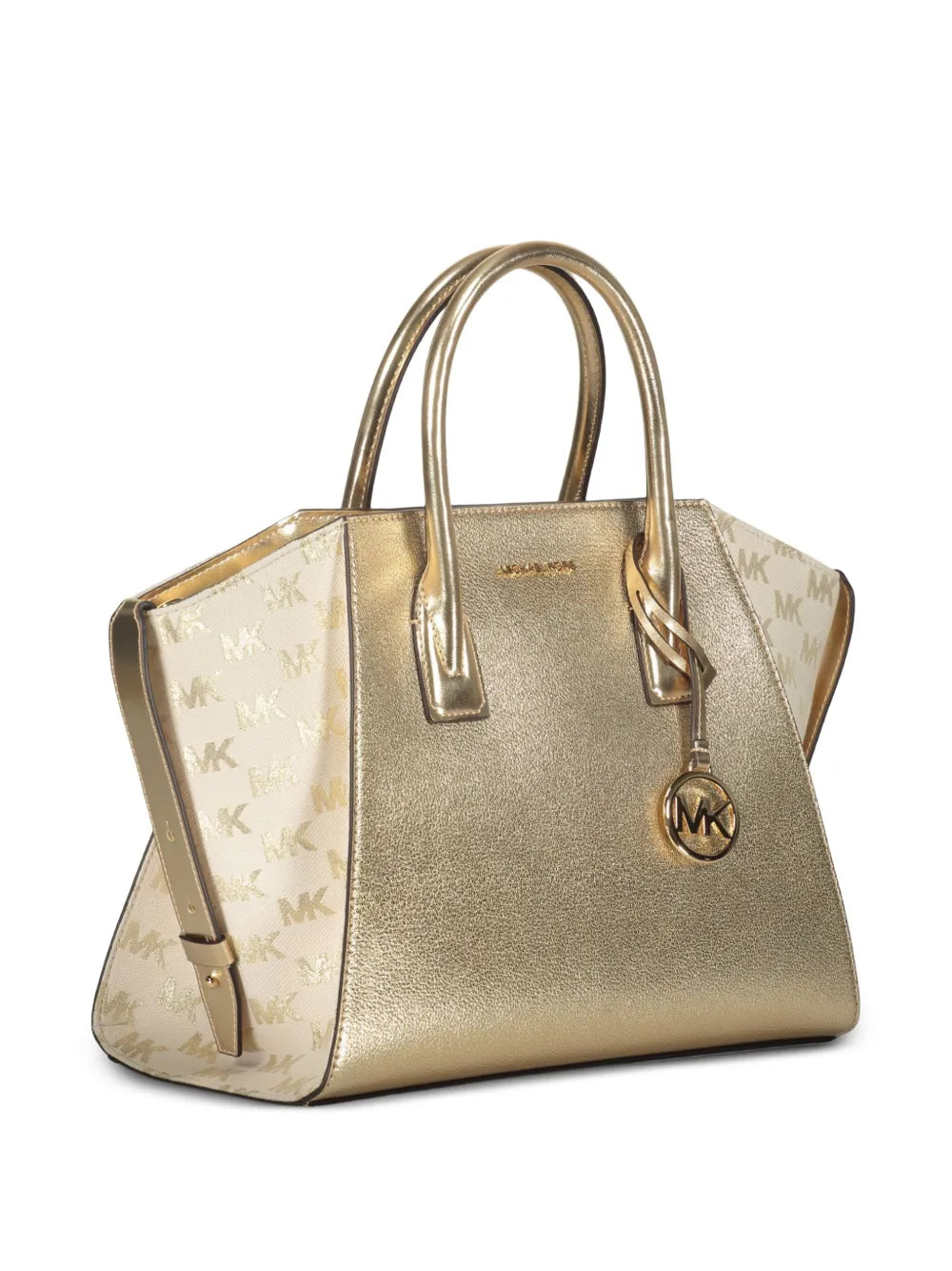 large Avril metallic leather logo tote bag