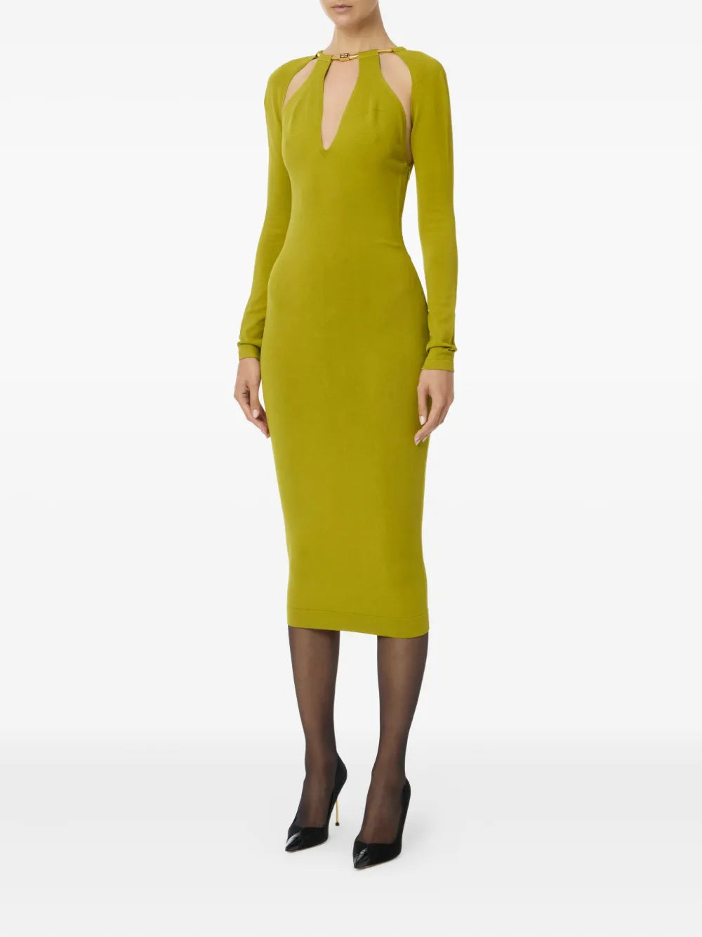 logo-necklace cut-out dress