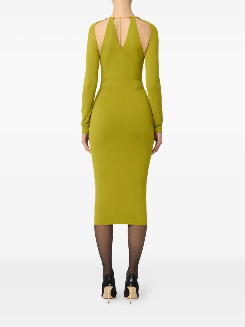 logo-necklace cut-out dress
