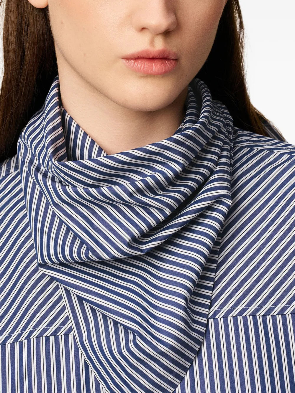 striped bandana-collar midi dress