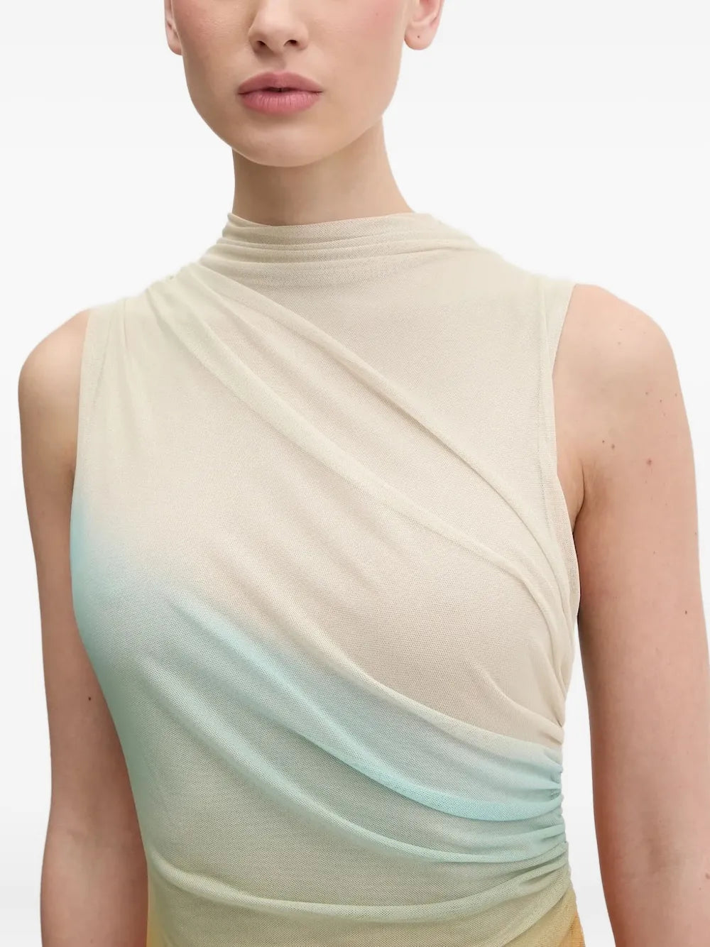 ombre-pattern high-neck maxi dress