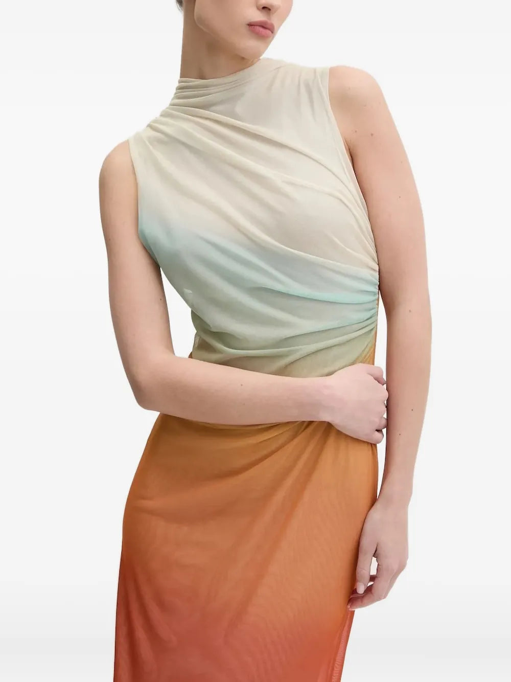 ombre-pattern high-neck maxi dress