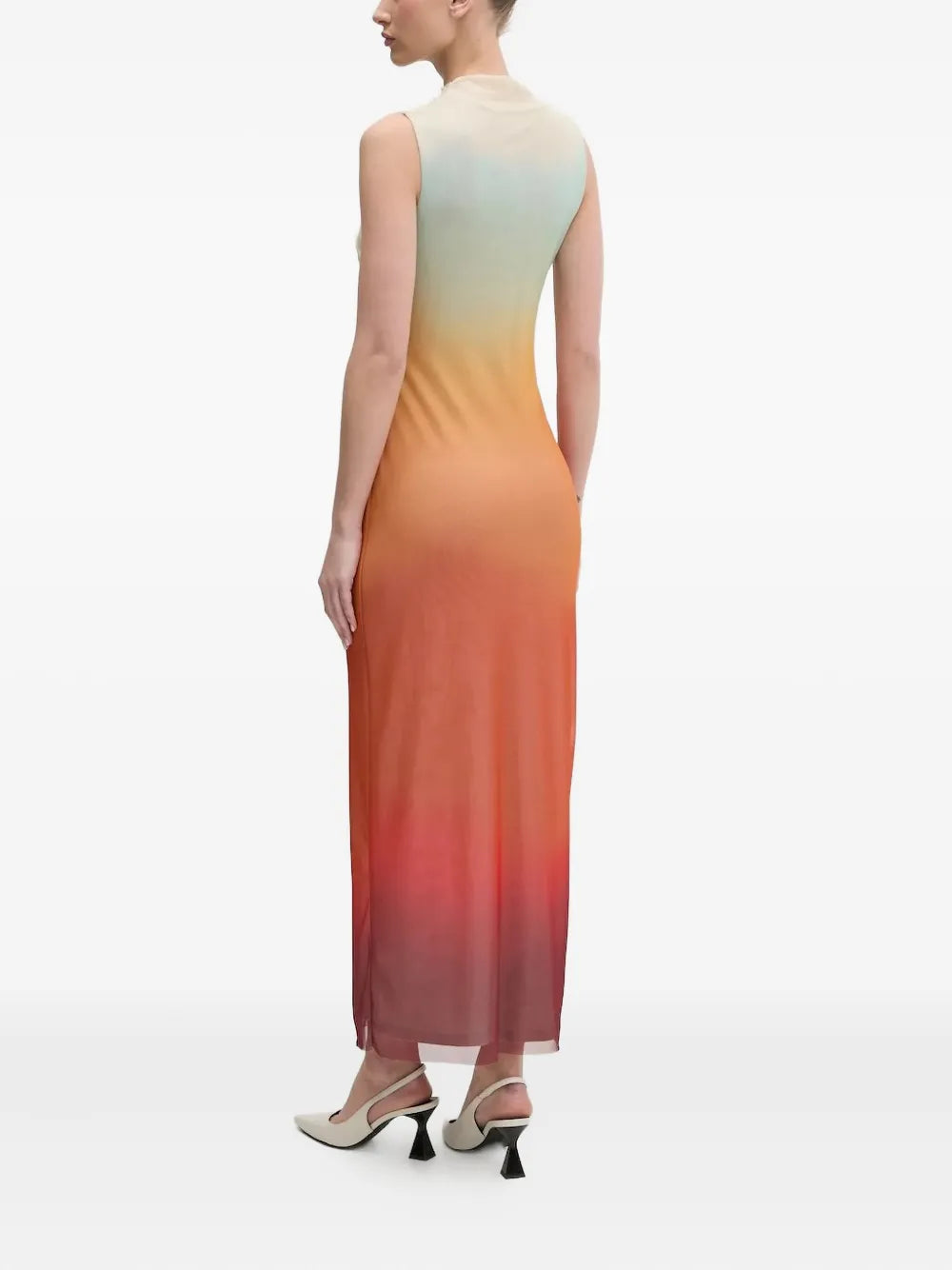 ombre-pattern high-neck maxi dress