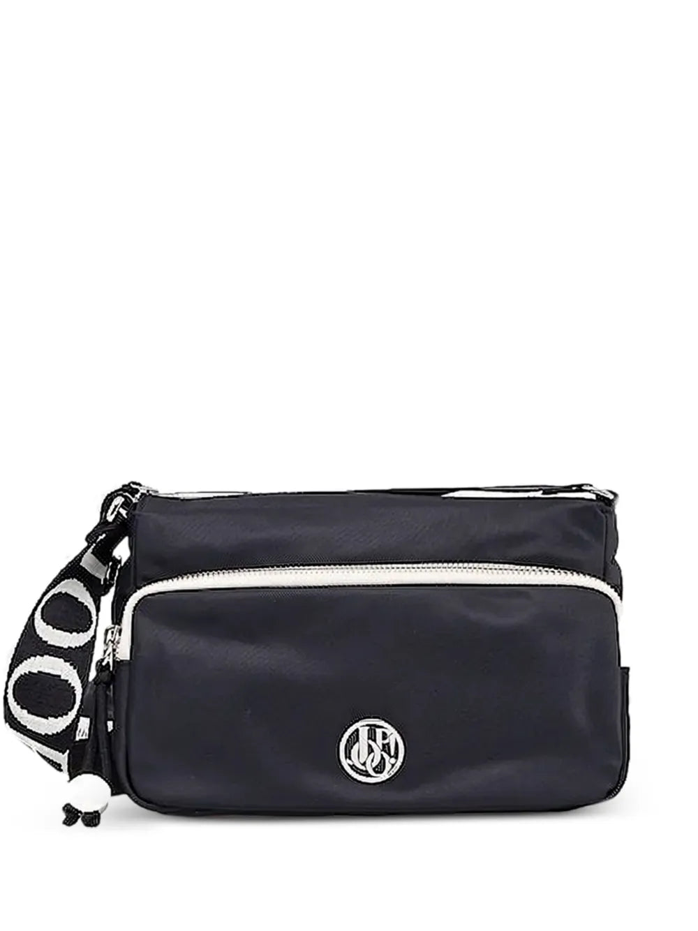 logo-strap zip-fastening crossbody bag