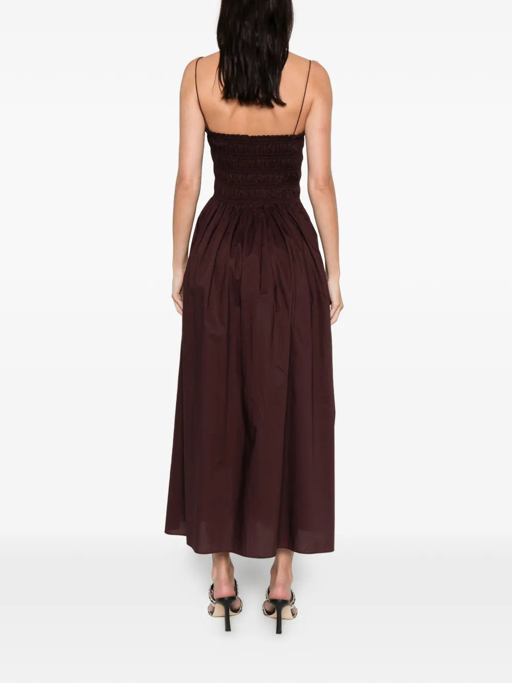 shirred-bodice midi dress