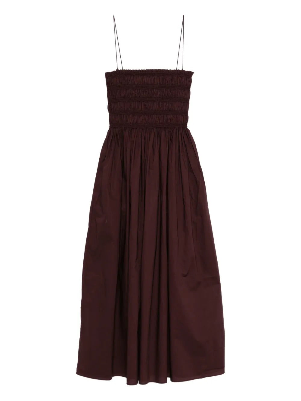 shirred-bodice midi dress