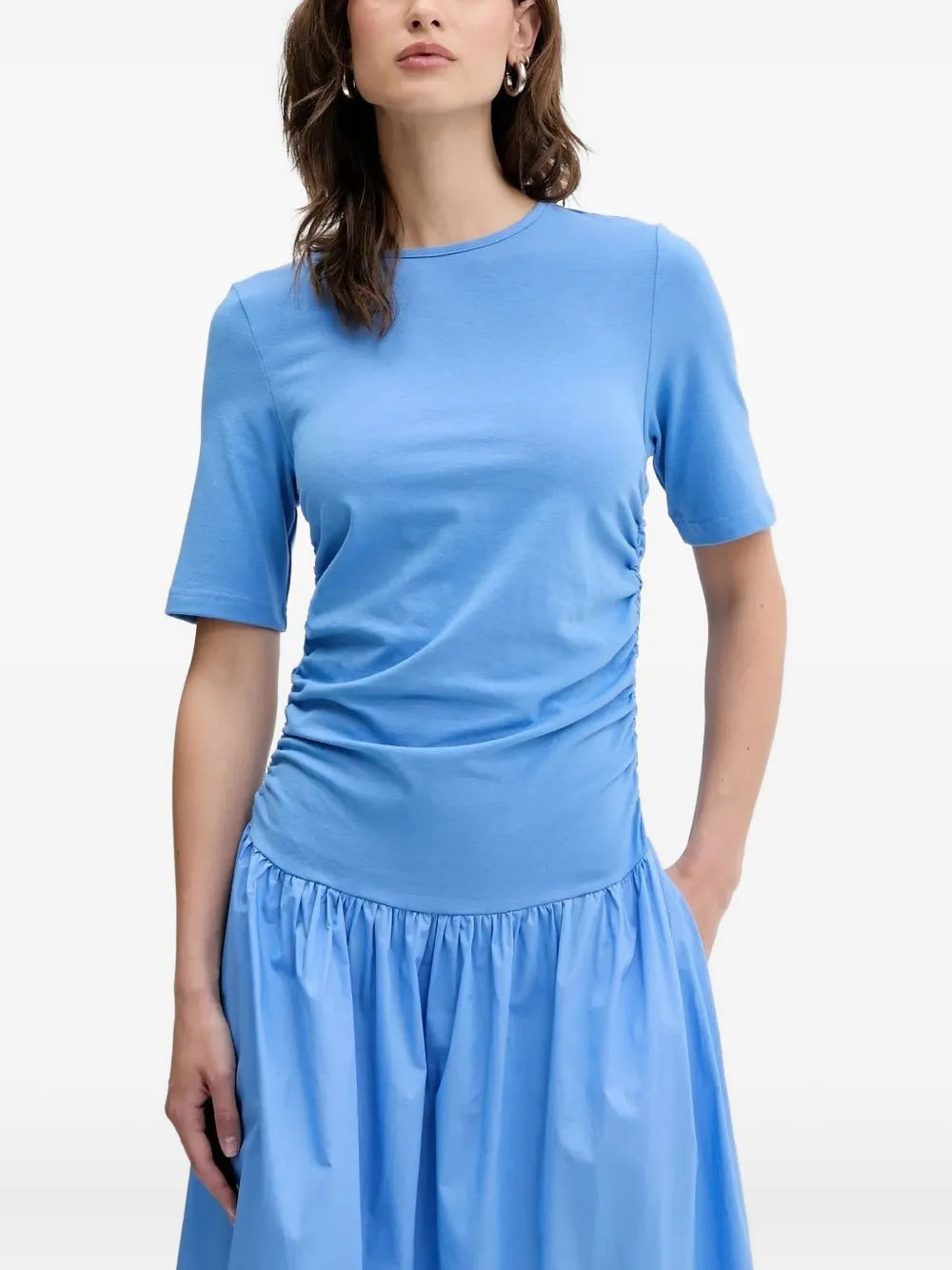 Grace gathered-waist poplin maxi dress