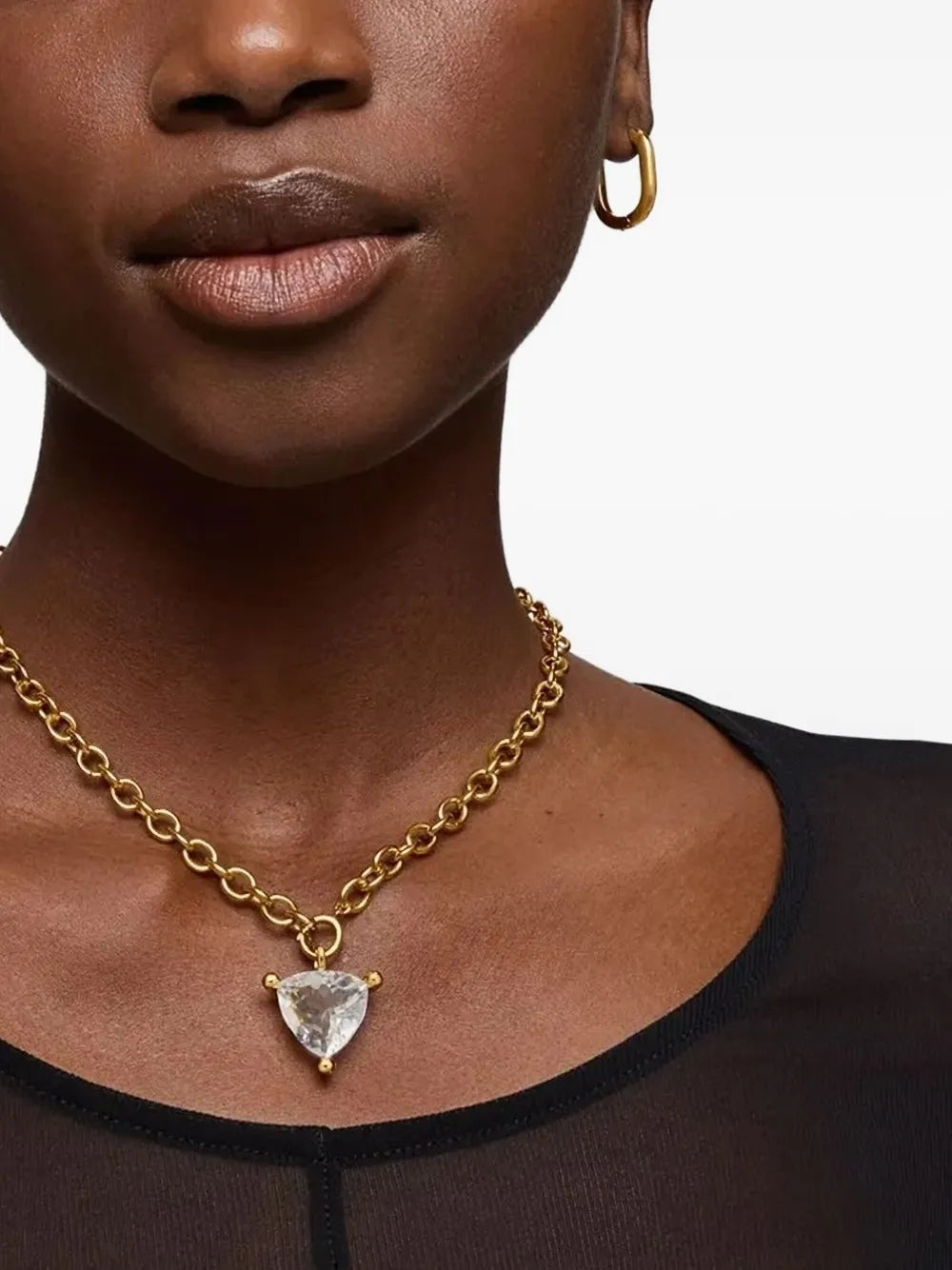 gold-tone rock crystal pendant