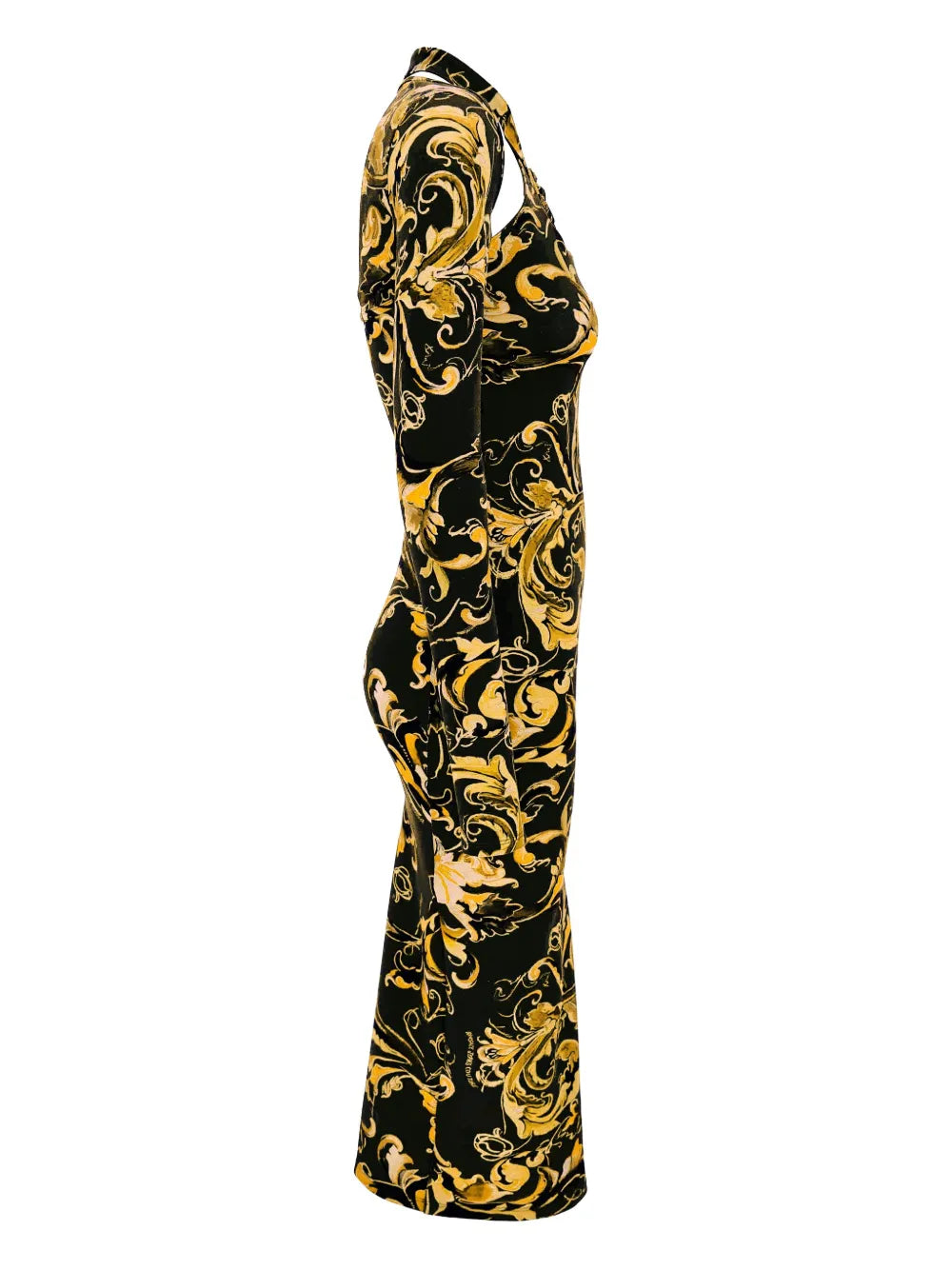 Barocco-print long-sleeve midi dress