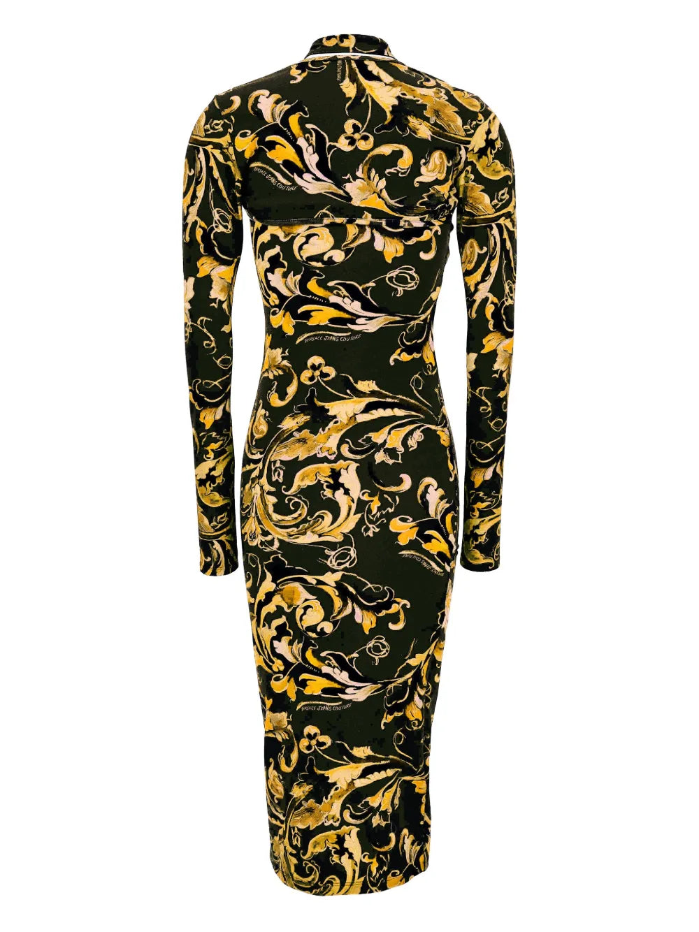Barocco-print long-sleeve midi dress