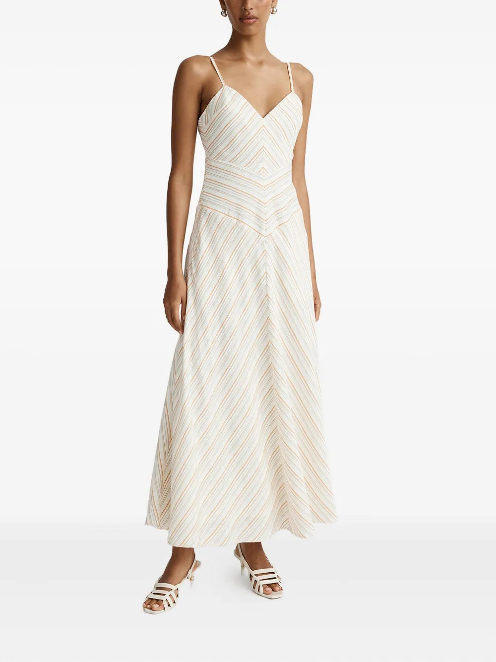 Nara stripe V-neck slip dress