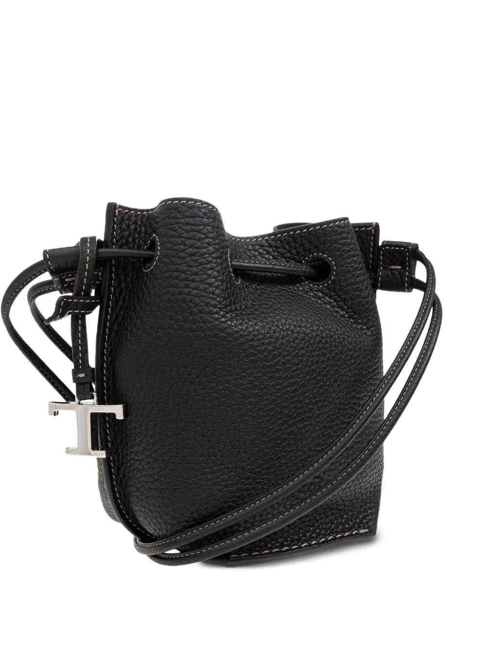 drawstring leather bucket bag